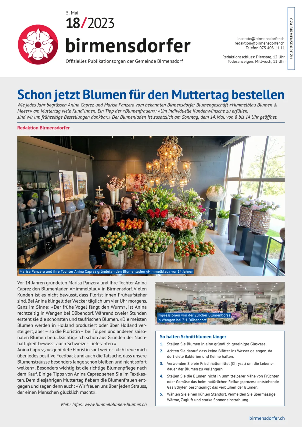 Schon jetzt Blumen für den Muttertag bestellen