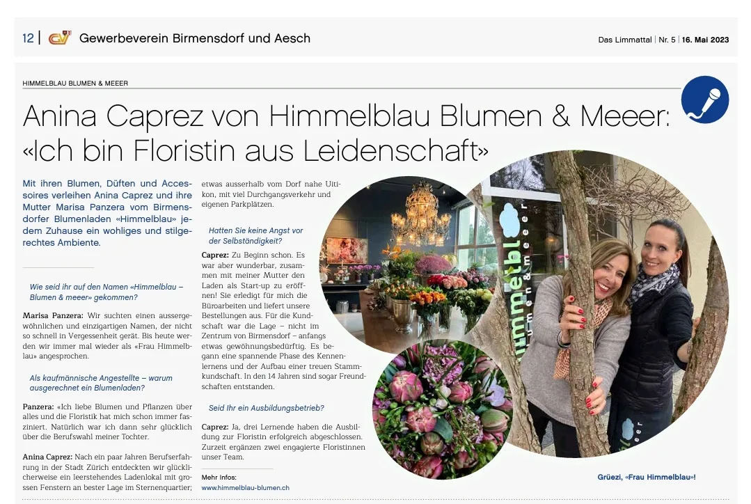 Anina Caprez von Himmelblau Blumen & Meeer: «Ich bin Floristin aus Leidenschaft»