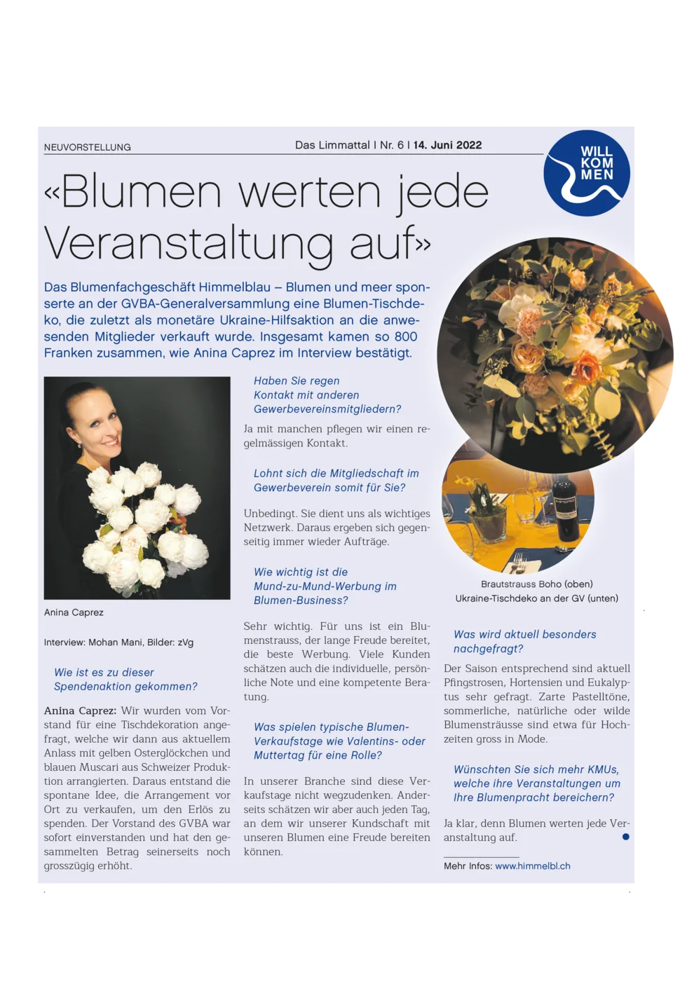 «Blumen werten jede Veranstaltung auf»